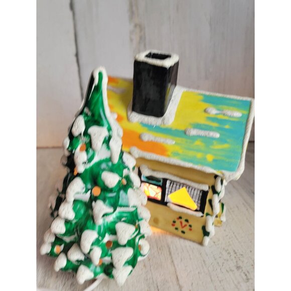 Dept 56 vintage yellow dickens house tree xmas Home decor village accessory - Picture 4 of 9